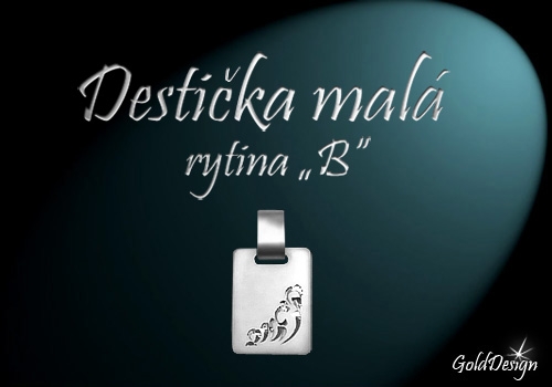 Destička malá B - přívěsek rhodium